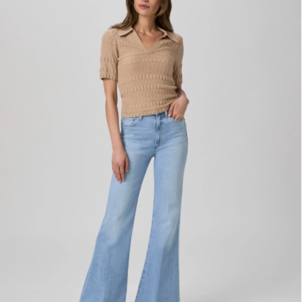 PAIGE Anthropologie Light Blue High Rise Bell Canyon Flares - size 30 x 32